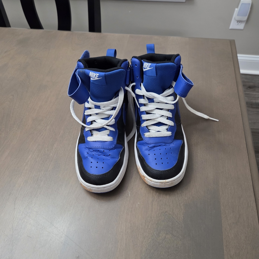 Nike Kids Blue and Black High-Top Sneakers with White Laces